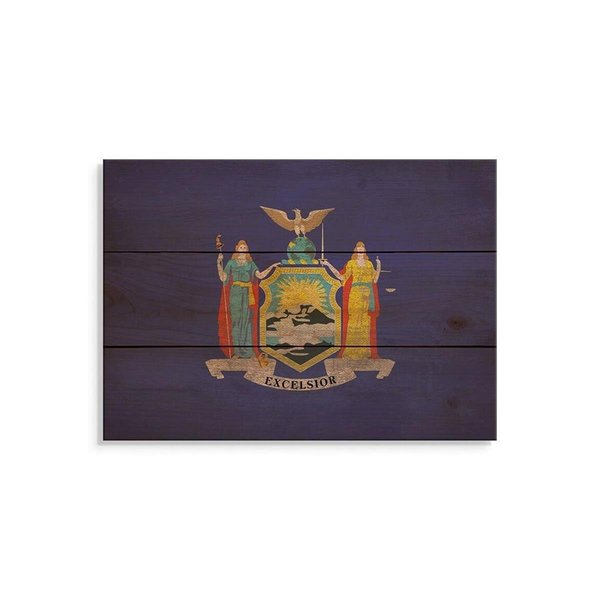 Wile E. Wood 15 x 11 in. New York State Flag Wood Art FLNY-1511